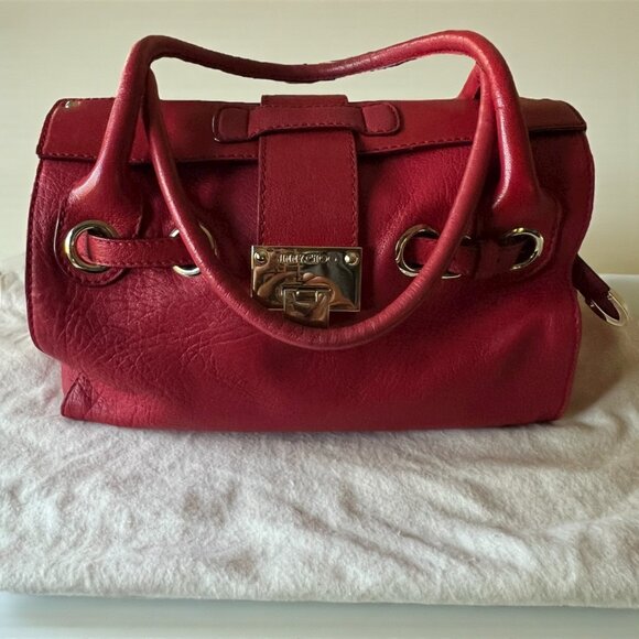 Vintage Jimmy Choo Rosalie Red Leather Satchel โ Gold Hardware, Dustbag Included - Picture 2 of 11